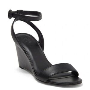 Nordstrom Rack Carrie Wedge Sandals Black Vegan NWOT Sz 11